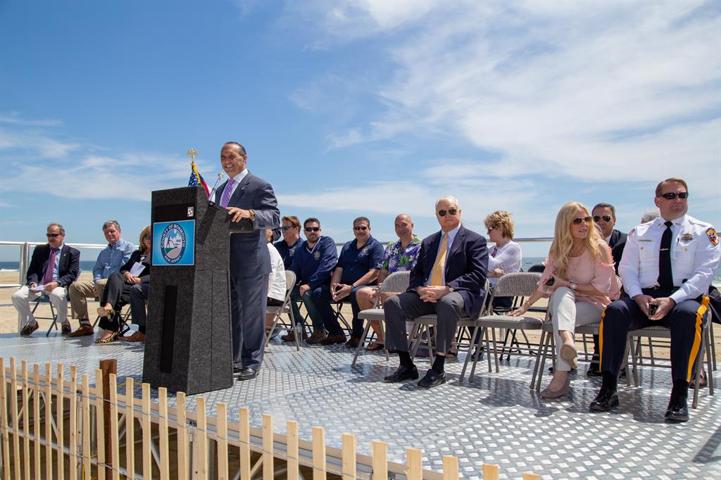 Freeholder Director Thomas A. Arnone speaks at the Summer Season 2018 Press Conference in Manasquan