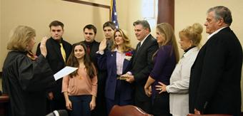 Freeholder Serena DiMaso takes the oath of office at the Jan. 26 freeholder meeting. Freeholder Serena DiMaso takes the oath of office at the Jan. 26 freeholder meeting.